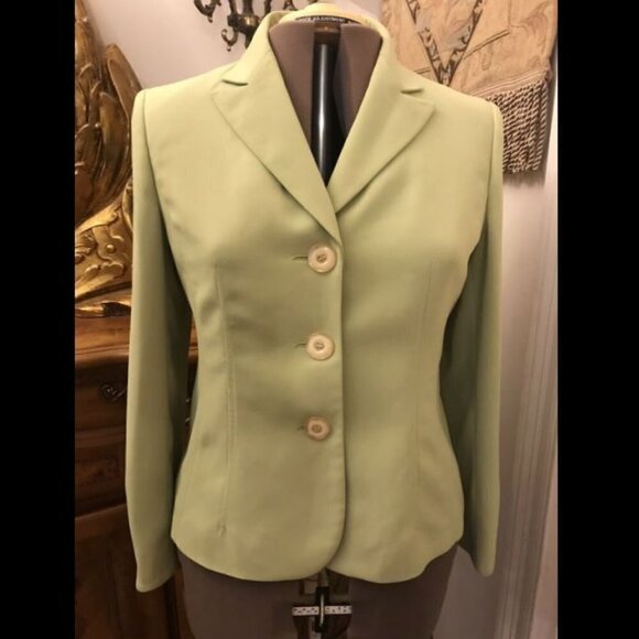 LE SUIT. Bust 39". Green Lined Button Up Jacket Petites Sz 12P. Long Sleeve. AL - Picture 1 of 6